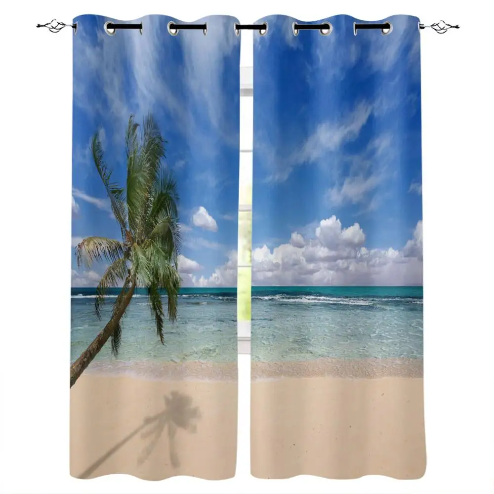 Тропические кухонные занавески Экзотический Пляж на солнце Гавайские пальмы