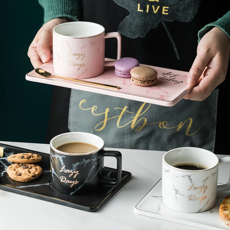 

Мраморные кофейные кружки, кружка из фарфора, кружка для завтрака с соевым молоком, чайные чашки и блюдца, набор блюдце, наборы ложек