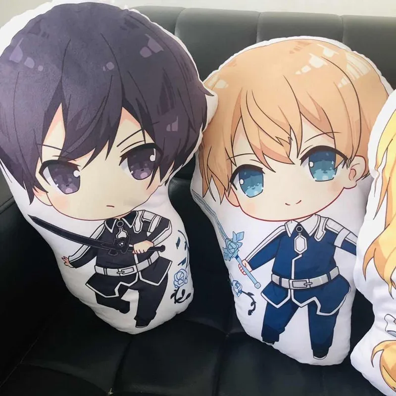 Anime Sword Art Online Plush Pillow Toy Cosplay SAO Asuna Kirito Sinon Kurain Short Stuffed Back Cushion Doll Gift | Игрушки и хобби