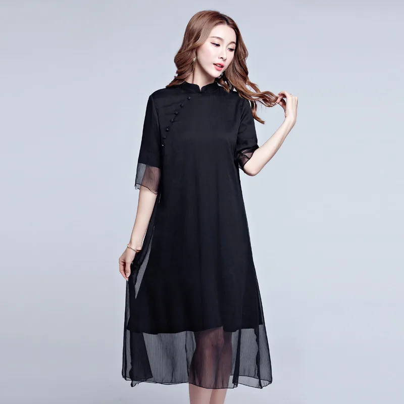 Новинка лета 2020 шелковое винтажное элегантное платье для женщин китайский стиль