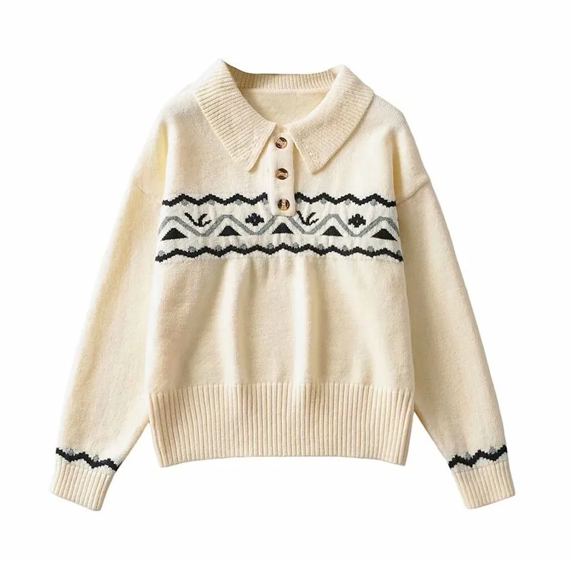 

Artsnie Spring 2021 Vintage Gray Sweater Women Turn Down Collar Long Sleeve Pull Femme Warm Knitted Ladies Sweaters Mujer
