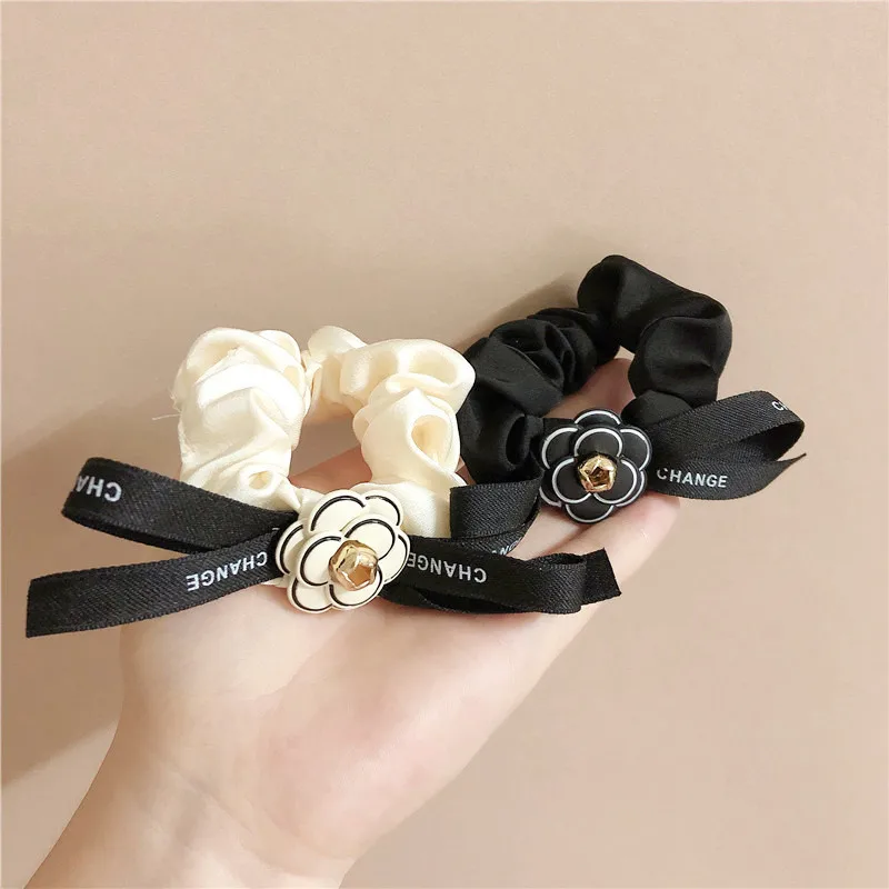 

Camellia Scrunchies for Women Girl Flower Floral Hair Tie Elastic Bands Korean Accessories Handmade Wholesale