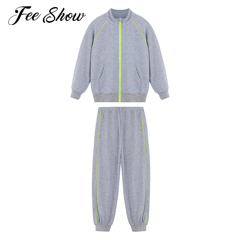 

Детская спортивная одежда унисекс, повседневный спортивный костюм, спортивная одежда с воротником-стойкой и длинными рукавами, пальто на м...