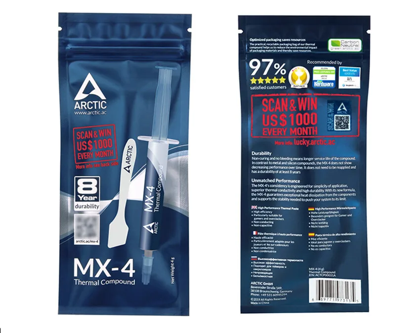 ARCTIC MX 4 4g новый Термальность смазочная паста Компаунд силиконовый скребок