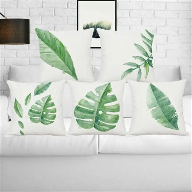 Наволочка с тропическим растительным папоротником чехол из хлопка и льна