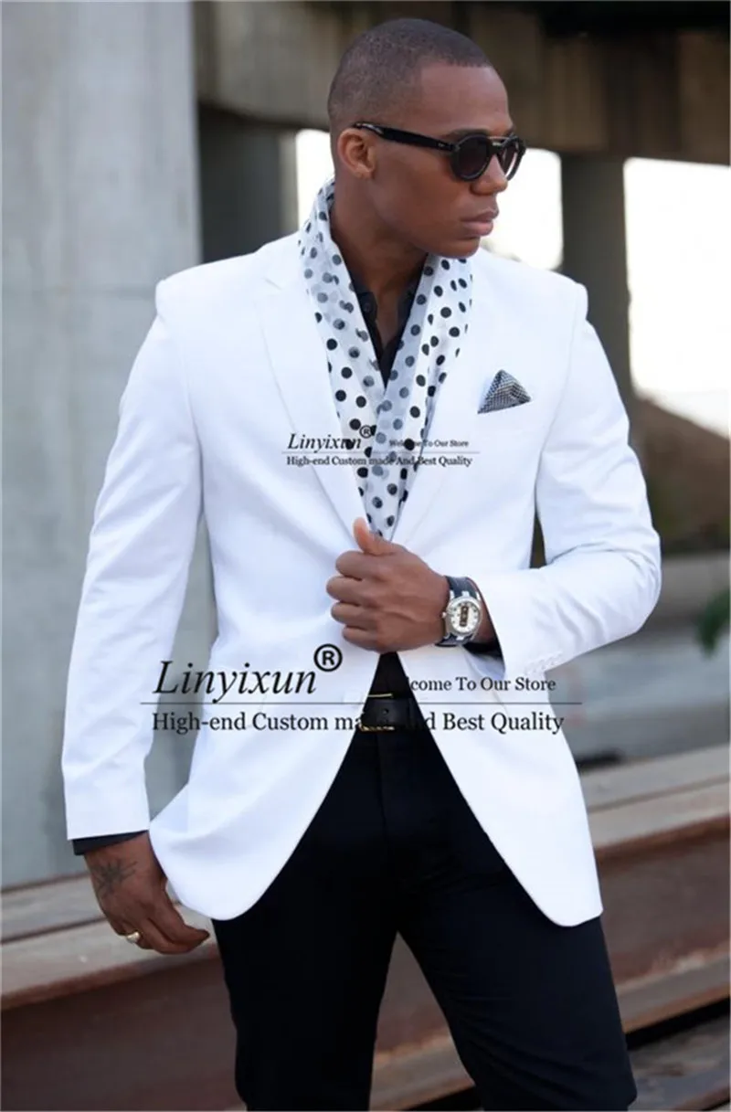

Casual White Slim Fit Men Suits Summer Terno Masculino Wedding Grooms Tuxedos Beach Groomsmen Blazer 2 Pieces (Jacket+Pants)