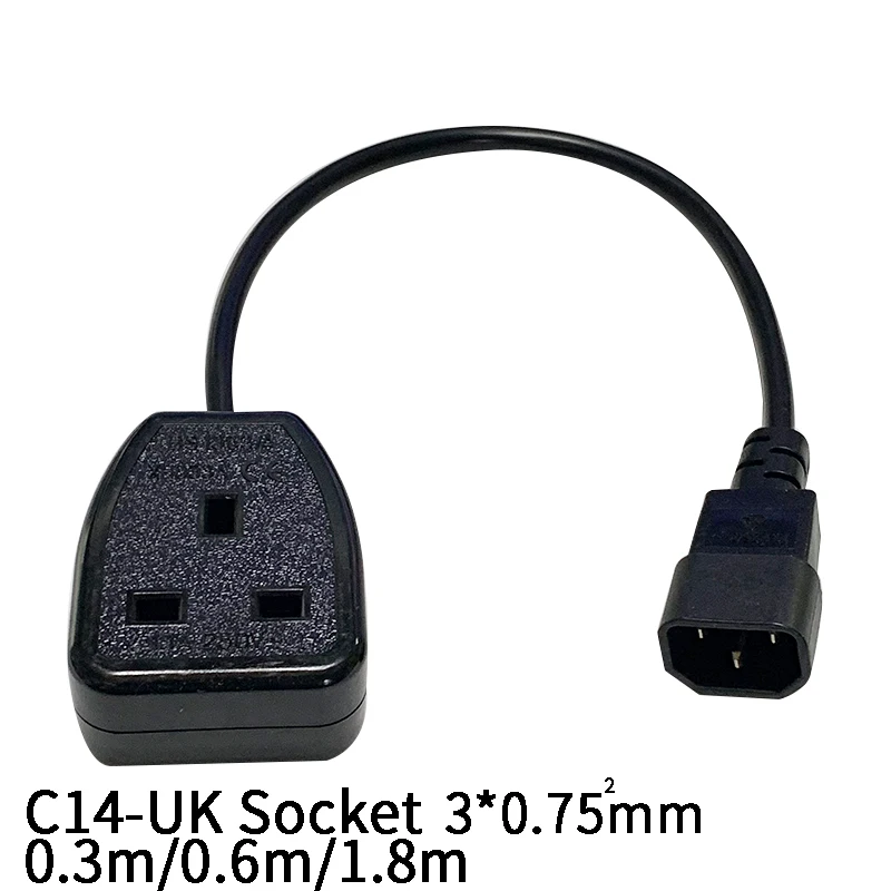 1,8 м 3*0,75 мм квадратный C14-UK гнездо IEC320 C14 штекер в Великобритании Socekt женский Мощность кабель-удлинитель шнура адаптера провода 10A/13A