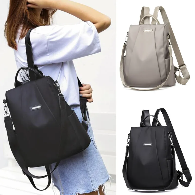 

Женский портативный дорожный рюкзак с защитой от кражи, повседневный нейлоновый вместительный ранец для девушек, школьный портфель на плеч...