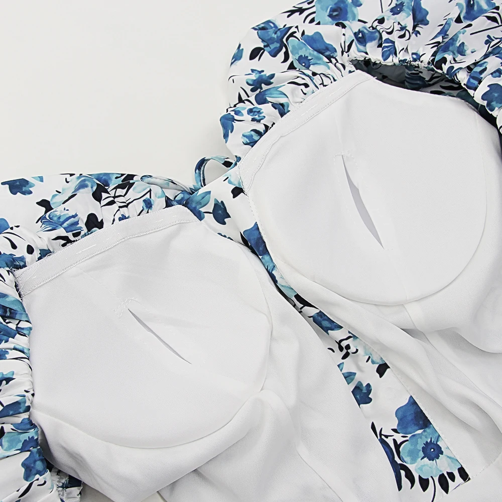 

Fyrneh Floral Print Dress Women Elegant Bodycon Off Shoulder Ruffles Summer Sexy Party Dresses