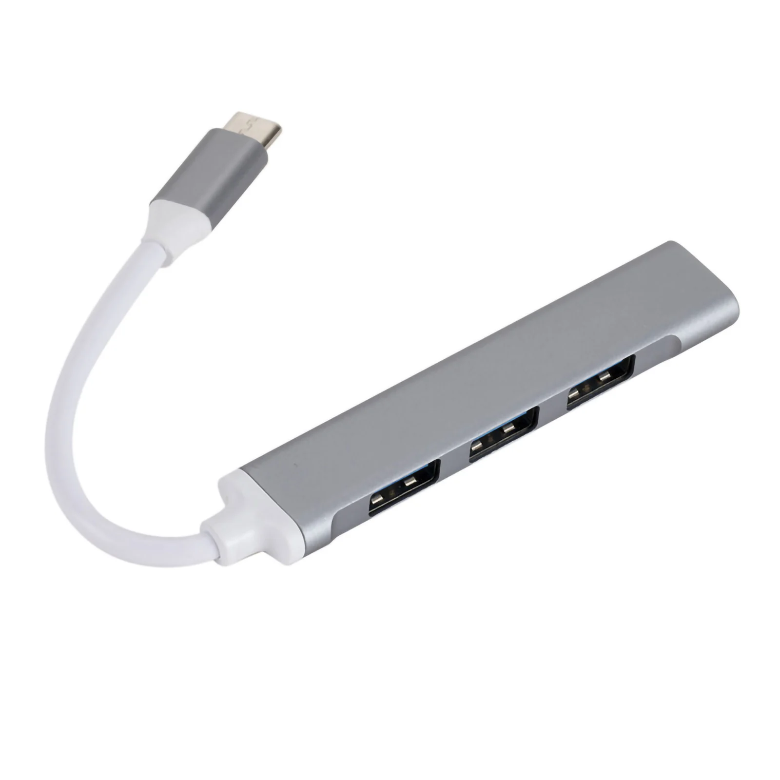 

Type-c to USB Hub Aluminum Alloy 4-Port USB Splitter Adapter Plug and Play 1x USB3.0 + 3x USB2.0