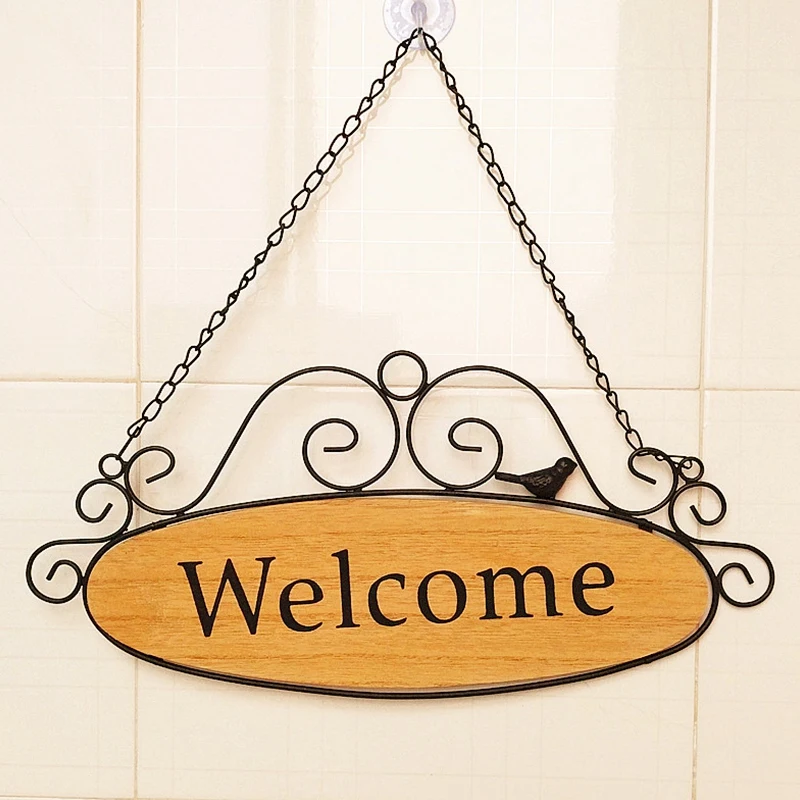 

Welcome Door Signs Decorative Wood Hanging Sign Home Plaque Garden Bar Cafe Shop Store Front Door Wall Hanging Decoration