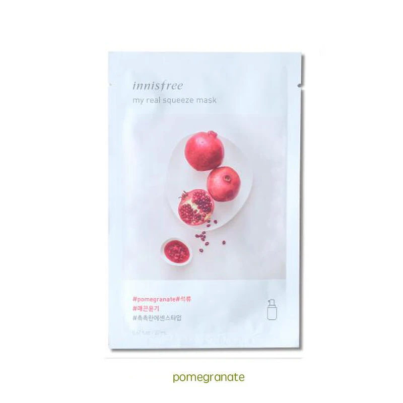 pomegranata Innisfree It's Real Squeeze Mask увлажняющая маска с контролем жирности, Антивозрастная гладкая кожа, Корейская косметическая маска для лица - Цвет: pomegranata
