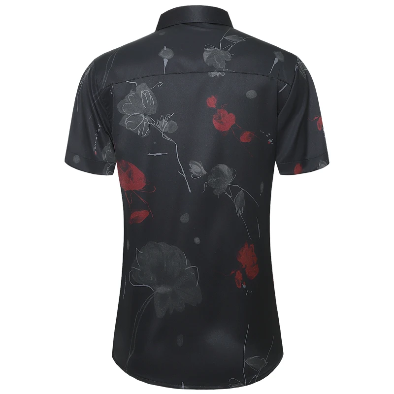 

Loldeal Short-sleeved Men Shirt New Slim-fit Printing Polyester Fiber Comfort