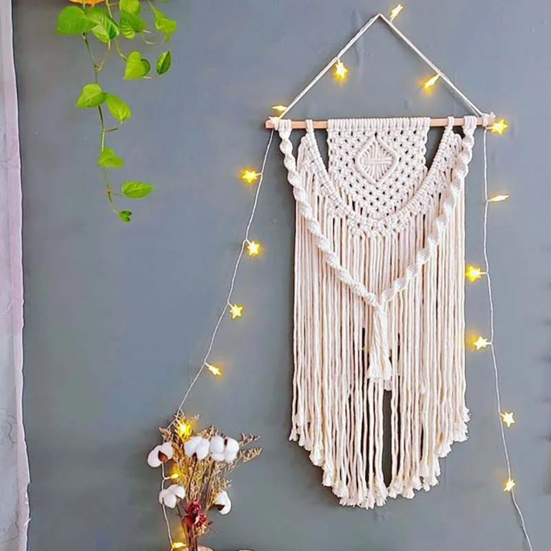 

Macrame Boho Tapestry Wall Hanging Hand-woven Home Decoration Accessories Nordic Art Tassel Apartment Dorm Room Decoration