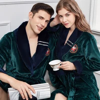 winter warm couple flannel robe sleepwear loose casual kimono bathrobe gown thick coral fleece women nightwear nightgown 3xl