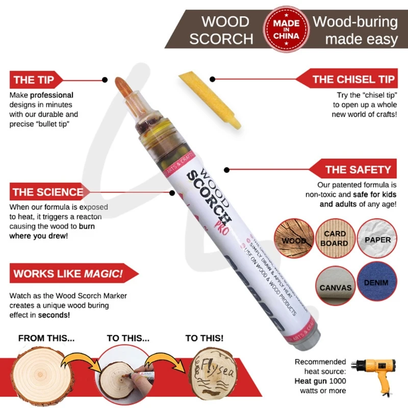 

Wood Burning Pen DIY Wood Burning Painting Safe Marker Tools for Wood Burner Bullet tip 0.12in Caramel Colour