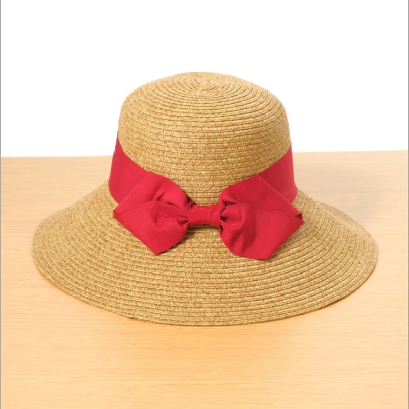 Женская соломенная шляпа с бантом летняя складная защитой от солнца | Аксессуары