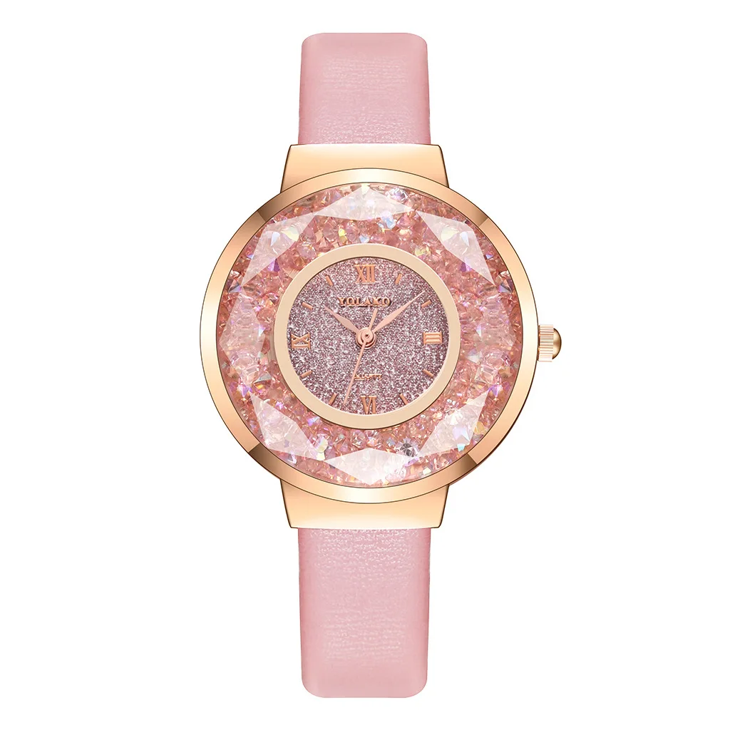 

New fashion watch simple thin belt fashion female watch creative broken diamond Roman numeral dial casual female watch