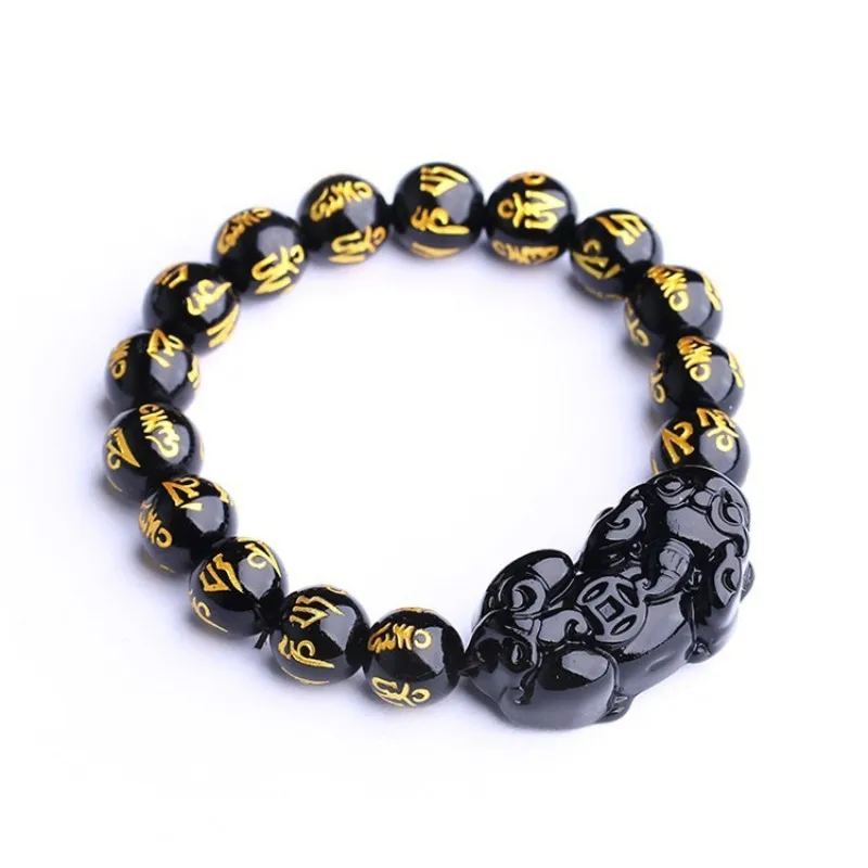 Натуральный новый модный бутик обсидиановый каменный браслет счастливые