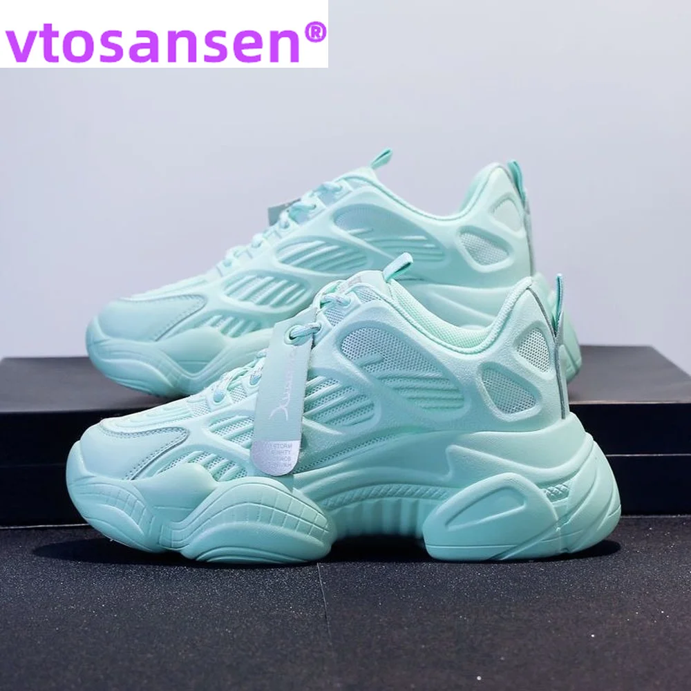 

Женские дышащие кроссовки для бега, легкие белые повседневные кроссовки на толстой подошве для девушек, 2021