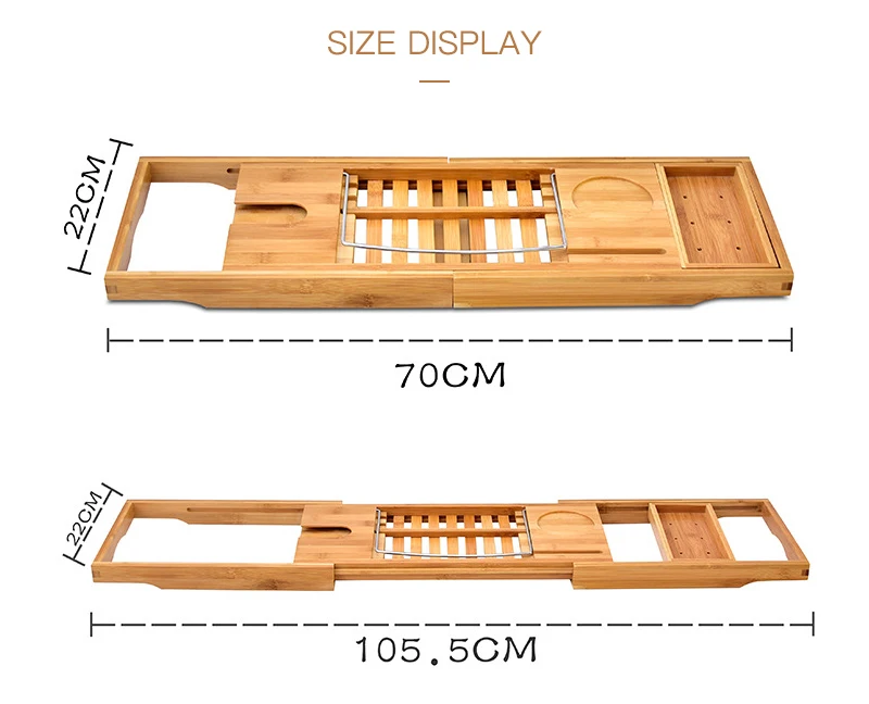Регулируемая бамбуковая полка для ванной, многофункциональная полка для ванной телефона, винный Стеклянный Стеллаж для хранения, держатель для ванной комнаты, мост, лоток, Органайзер