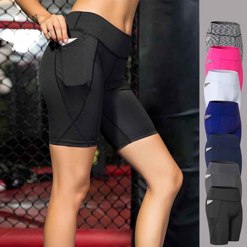 

Women Cycling Tights Yoga Capris Gym Clothing Athletic Shorts Workout Sweatpant Running Quick Drying Training Short with Pocket