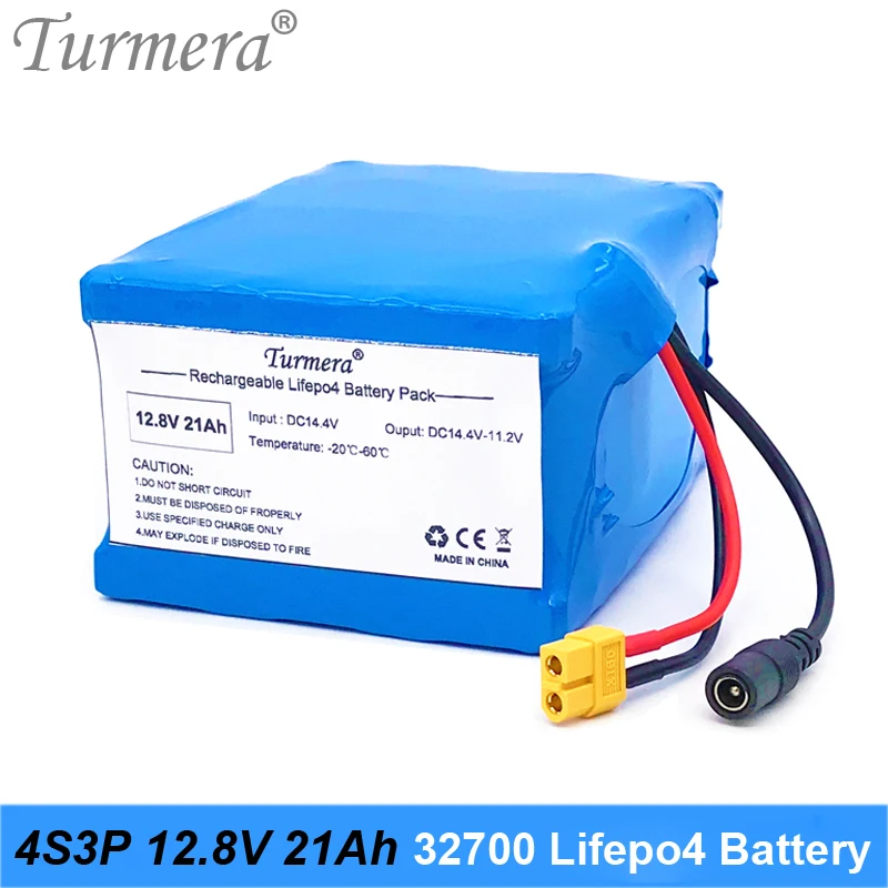 

Аккумуляторная батарея Turmera 32700, Lifepo4, 12,8 В, 7 Ач, 14 Ач, 21 Ач, 4S, 40 А, балансировочная система BMS для электрической лодки, источник бесперебойного ...