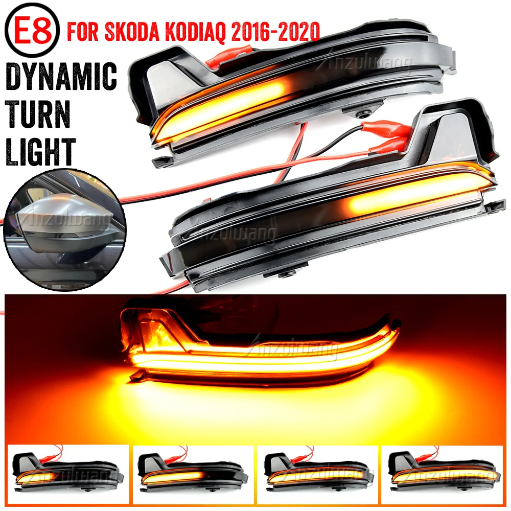 

2Pcs For Skoda Kodiaq 2016- Karoq 2017 2018 2019 2020 2021 Dynamic LED Side Mirror Light Turn Signal Blinker Lamp Arrow Flowing
