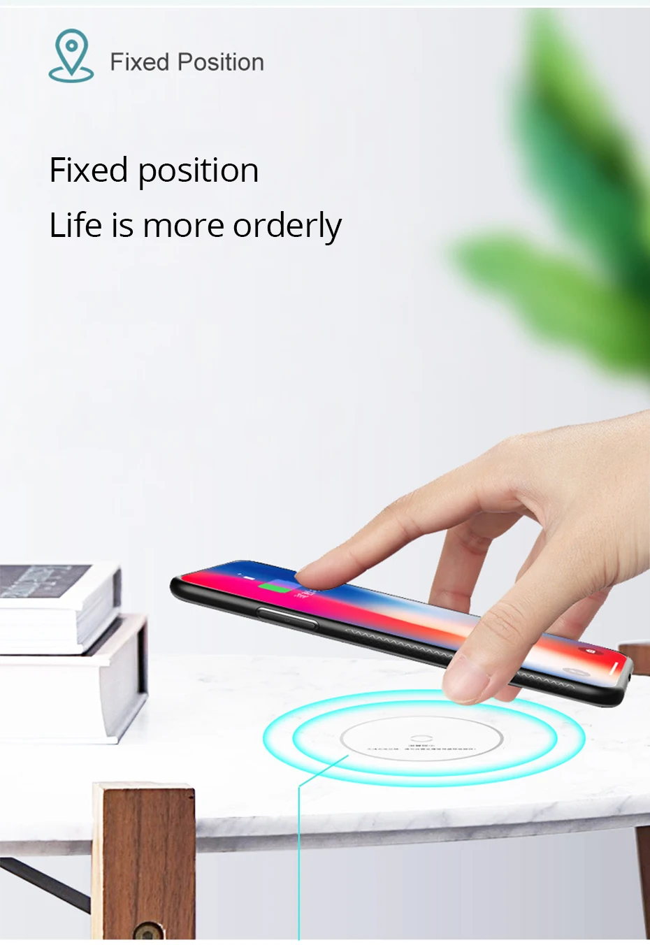 Беспроводное зарядное устройство Fivetech Qi 25 мм невидимое для iPhone11 XS XR X8 Samsung S20 Xiaomi