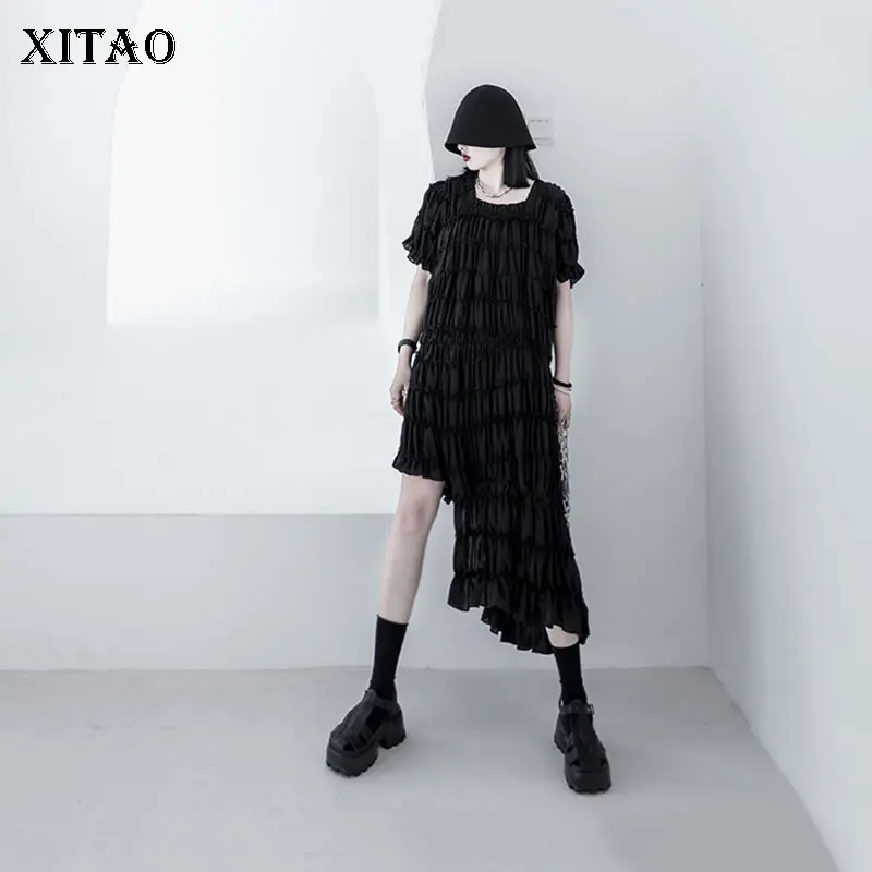 XITAO нерегулярные женское платье модные новые Для женщин черный белый цвет плюс