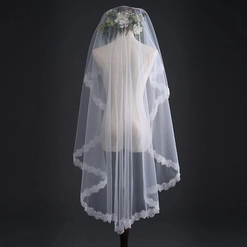 

Свадебная фата с блестками Sister Bridal, однослойная фата белого и цвета слоновой кости для невесты, свадебные аксессуары, головной убор, 2022