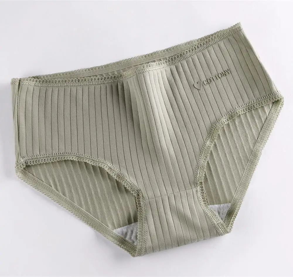 3 шт. женские хлопковые трусы со средней талией с кружевом | Женская одежда