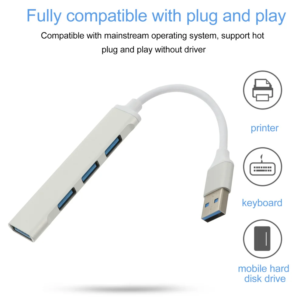

1Pc Aluminium Alloy USB Hub Multi-function Hub USB Device Expansion Transfer