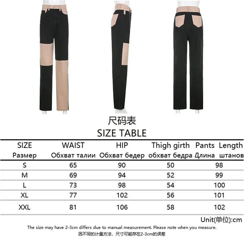 

Patchwork Baggy Woman Jeans Mom Pants Khaki Vintage High Waist Boyfriend Girls Straight Trouser Streetwear Y2K 90s Female Pants