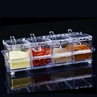 Четыре в одном трав и специй прозрачная коробка с приправами четыре сетки приправы коробка бутылки с ложкой приправа банка комплект Кухня для хранения