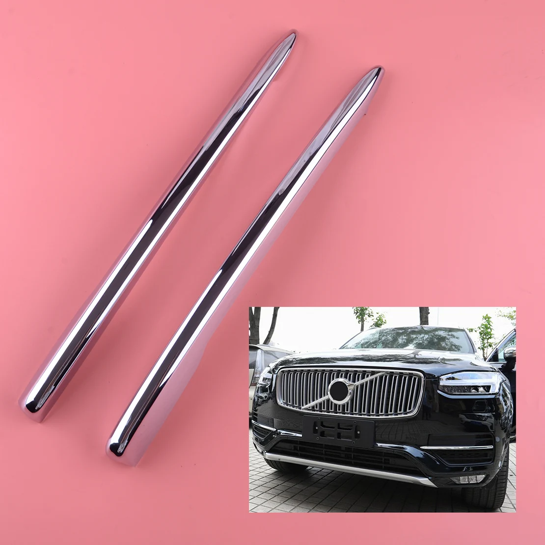 

1 Pair Car Chrome Left Right Front Fog Lamp Light Cover Trim Strip Fit for Volvo XC90 Second Generation 2015 2016 2017 2018 2019