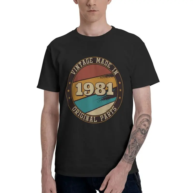 

Винтаж сделано в 1981 футболка для мужчин, новинка, футболка с короткими рукавами 100% хлопок 40th футболка «С Днем Рождения» крутые футболки