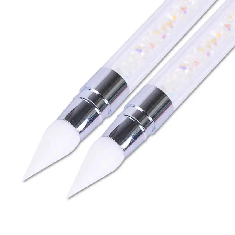 Двухсторонняя силиконовая скульптура для дизайна ногтей ручка Стразы 3D резьба