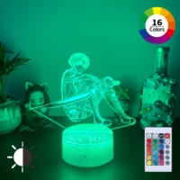 multiple modes colorful manga attack on titan levi ackmen anime 3d led lamp night light with remote control for kid bedroom deco