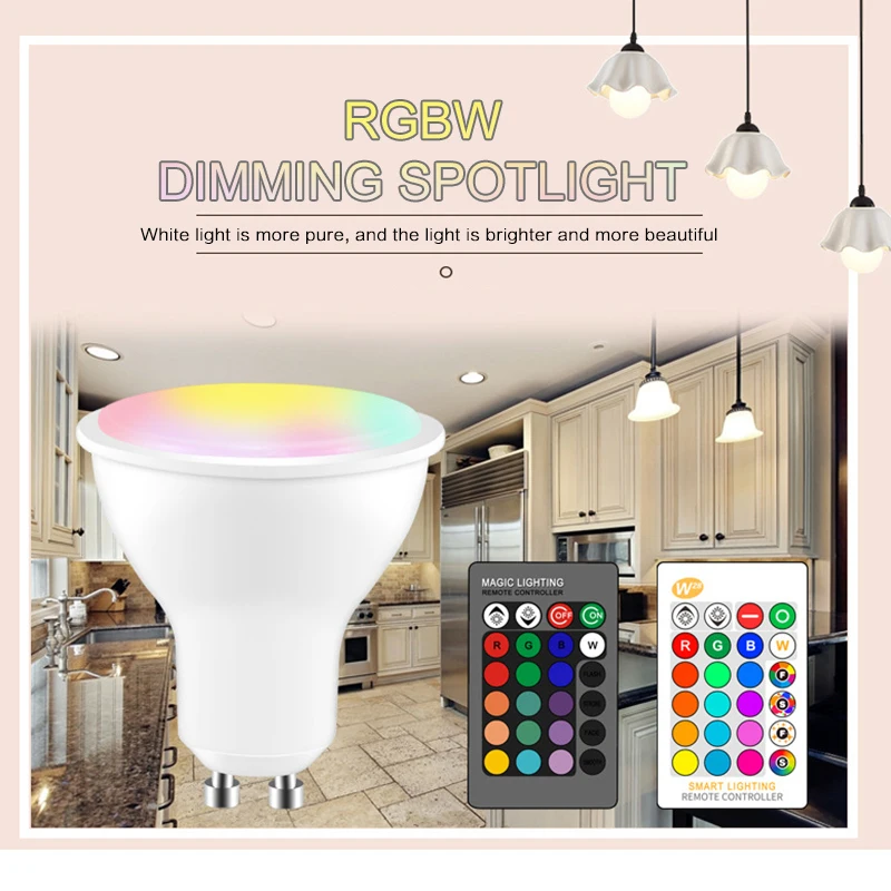

5W Colorful Led Infrared Remote Control Dimming Rgbw Color GU10 Atmosphere Light 5 File Dimming Memory Function Drop Shipping