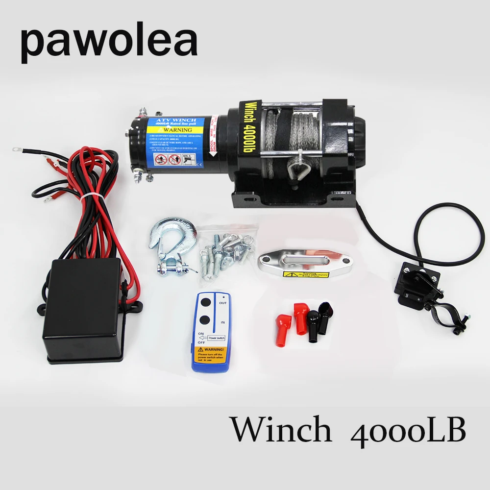 Дешево Электрическая лебедка 2000lbs3000lbs4000lbs4500lbs лебедка автомобильная 12v для пляжного мотоцикла самоспасение 4x4 модифицированный трос Кевлар  лебед...