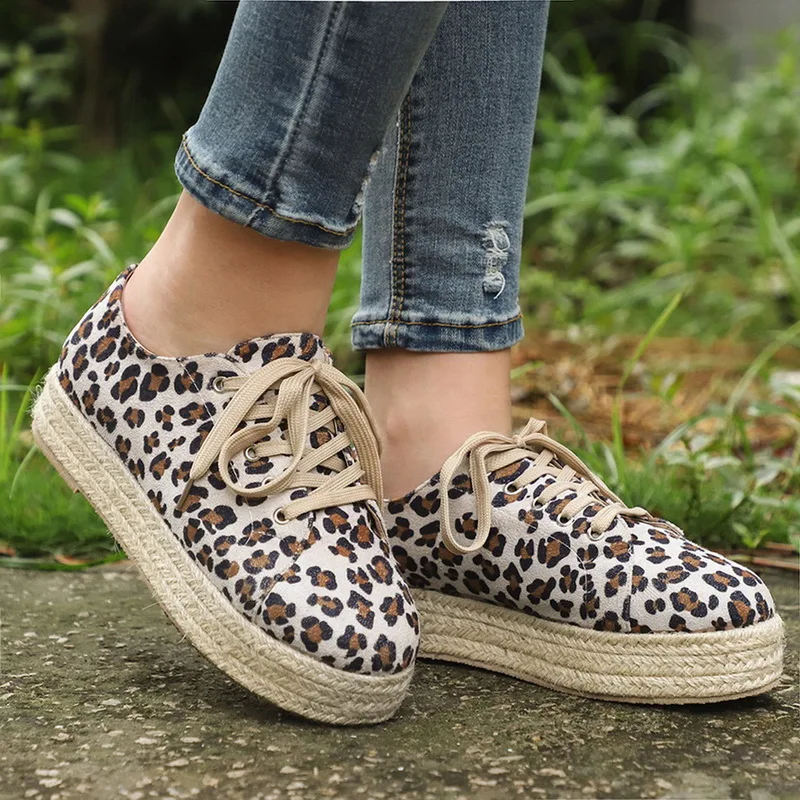 Litthing/2019 г. женская модная обувь на плоской подошве платформе с леопардовым