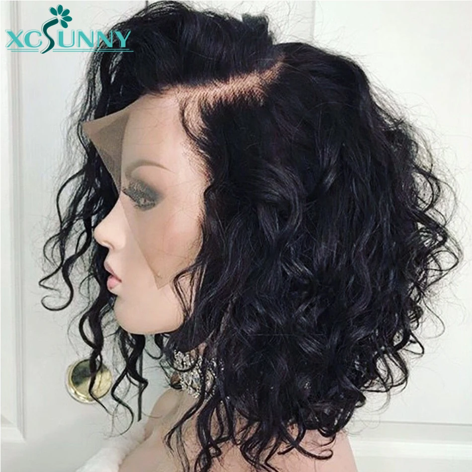 13x4 Bob Lace Front Wigs Short Curly Human Hair Lace Frontal Wigs Pre Plucked Closure Wig Remy Brazilian Hair For Women xcsunny