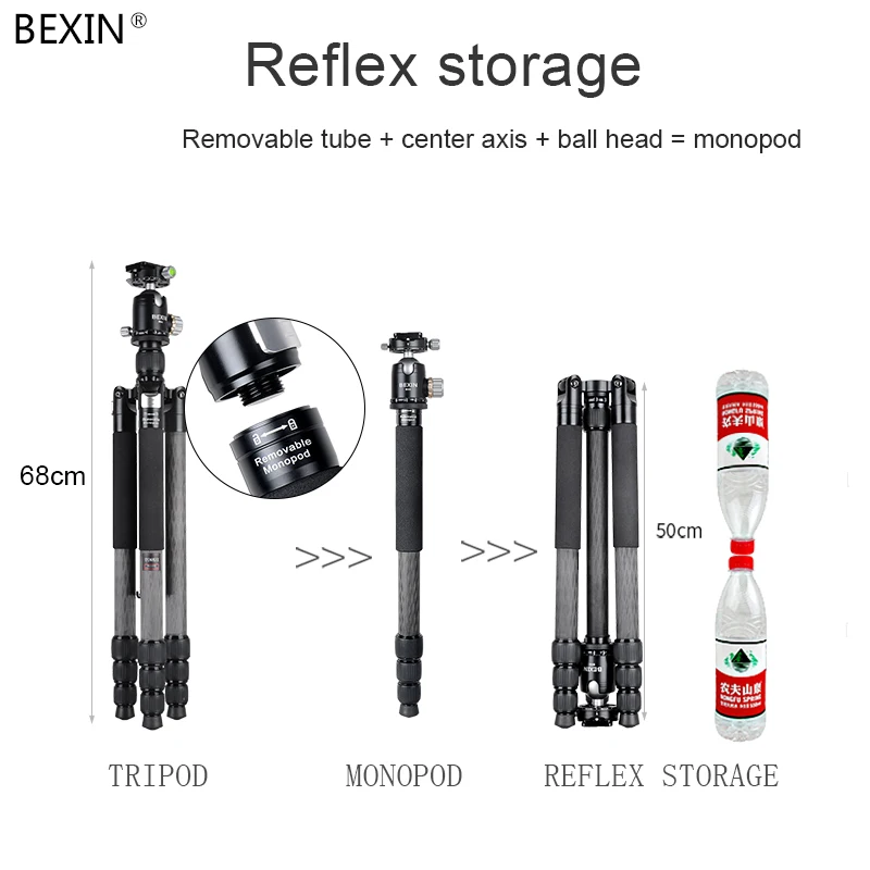 Компактный алюминиевый штатив BEXIN W284C + M36 для камеры профессиональный дорожный
