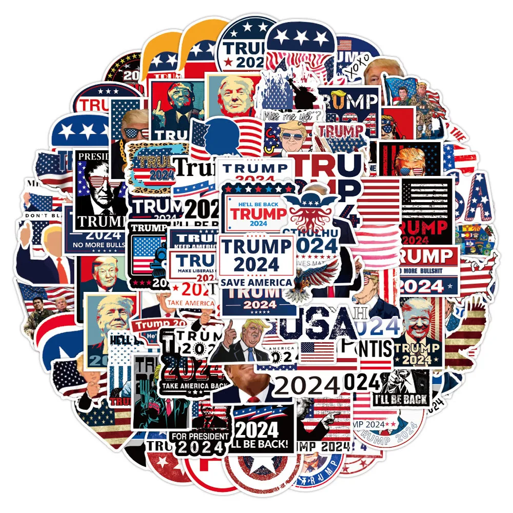 Стикеры водостойкие с изображением Трампа 10/30/50/100 шт. | Игрушки и хобби