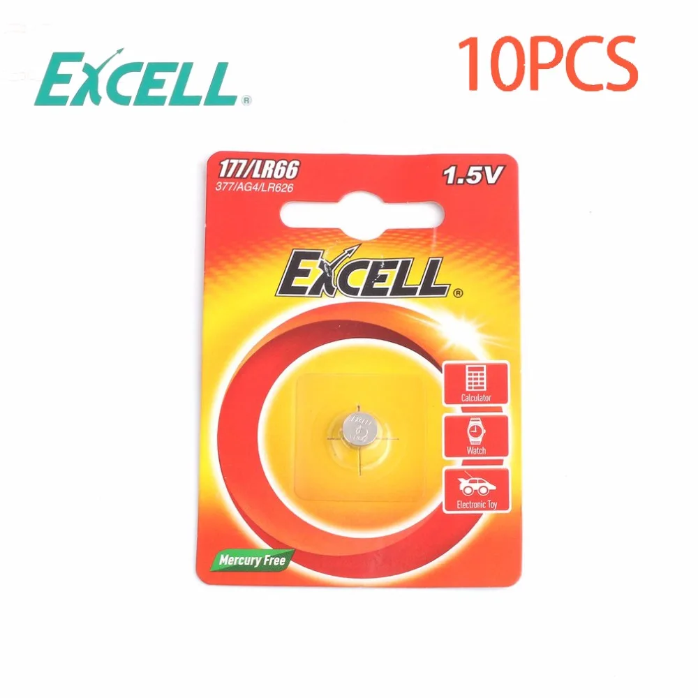 10 шт./лот Excel 1,5 V LR66/177/377/AG4 Кнопка ячейки Батарея аккумулятора кнопочного типа длинные Срок годности для часы электронные игрушки
