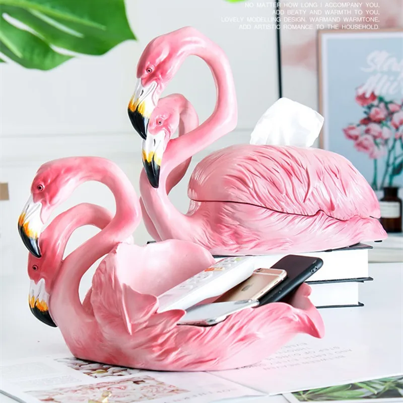 

Flamingo Tissue Box Storage Box Statue Animal Dog Art Sculpture Resin Craftwork Candy Dish Key Storage Home Decorations R2629