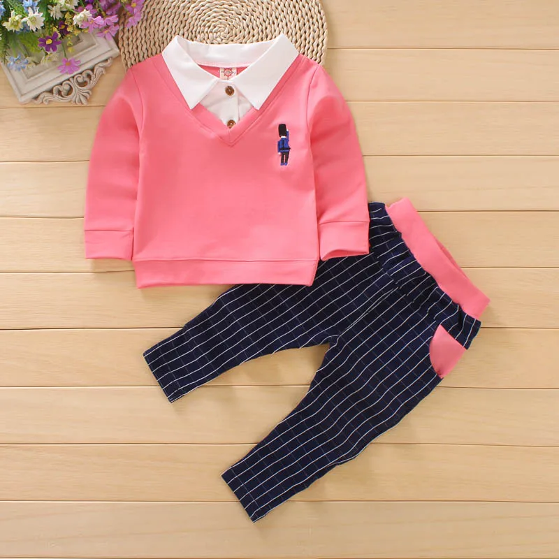 Style 4 -Pink IENENS/комплект детской одежды из 2 предметов для маленьких мальчиков рубашка для маленьких мальчиков+ штаны, костюмы комплект одежды с галстуком-бабочкой для малышей, спортивные костюмы - Цвет: Style 4 -Pink