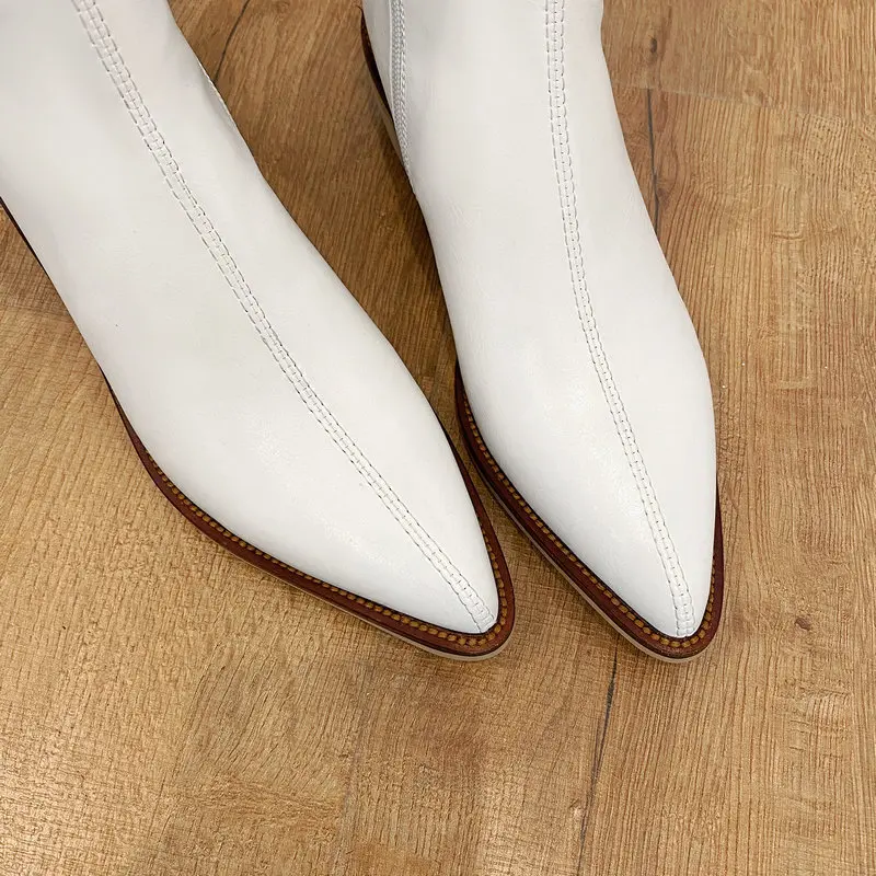 

LDHZXC real genuine leather boots comfortable women boots Autumn Winter women knee high boots pointed toe fashion girls boots