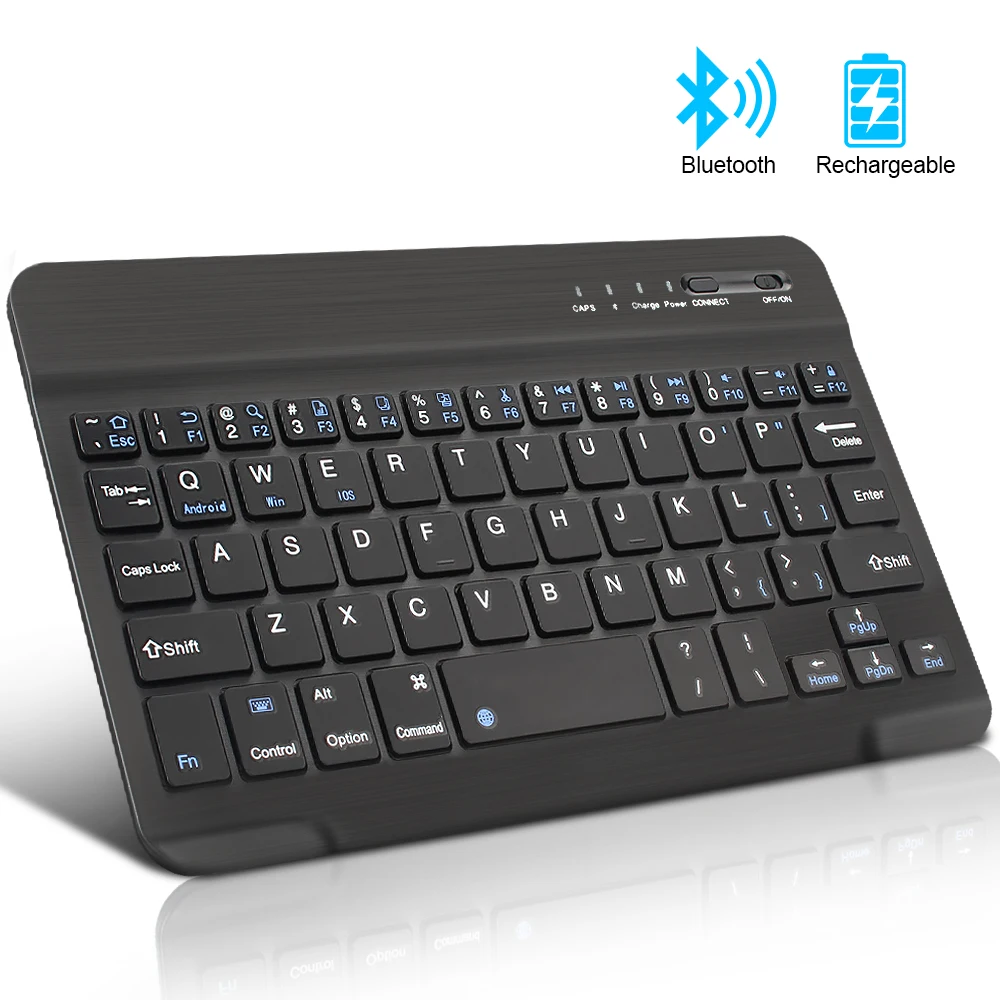 Мини Беспроводная клавиатура Bluetooth клавиатура для ipad телефона планшета резиновые колпачки перезаряжаемая клавиатура для Android ios Windows